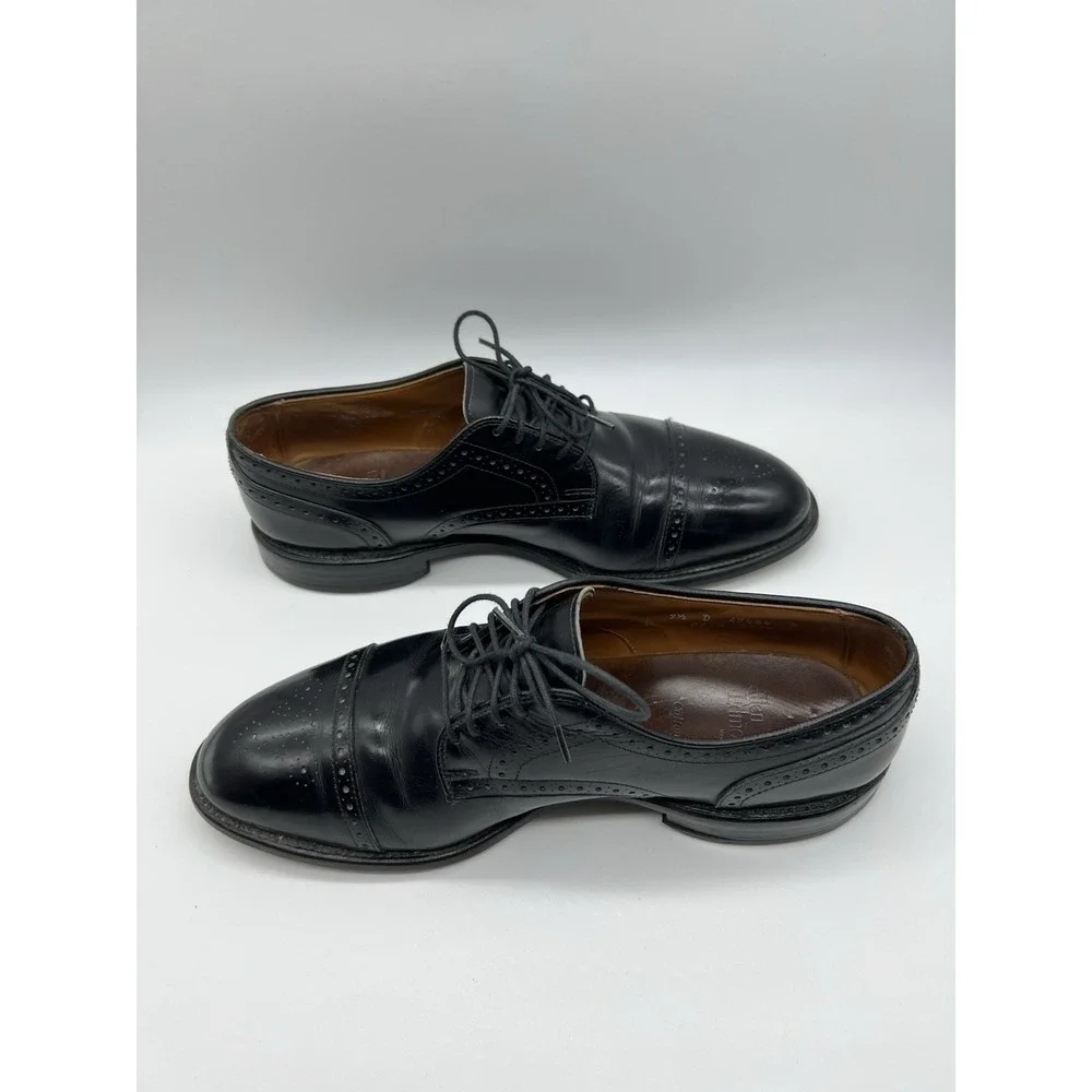 Allen Edmonds Colton Black Leather Medallion Cap Toe Oxfords‎ USA Men's Size 9.5